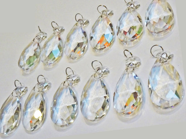 12 Clear Oval 50mm 2" Chandelier Crystals Drops Beads Droplets Garden Patio Decorations - Seear Lights
