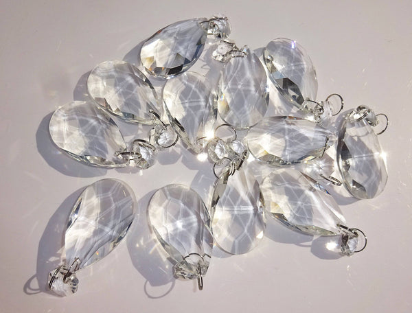 12 Clear Oval 50mm 2" Chandelier Crystals Drops Beads Droplets Garden Patio Decorations - Seear Lights