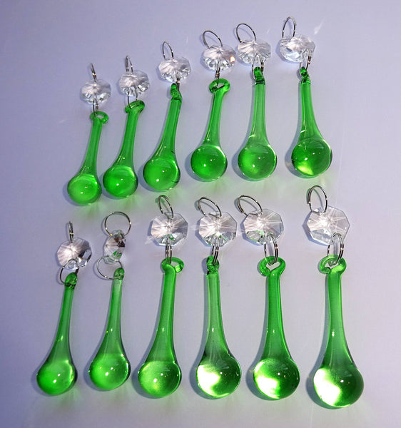 12 Emerald Green Orbs 53 mm 2" Chandelier Crystals Droplets Beads Drops Christmas Wedding Decorations 10