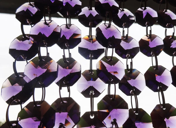 10 Strands Purple 14mm Octagon Chandelier Drops Glass Crystals 2m Garland Beads Droplets - Seear Lights