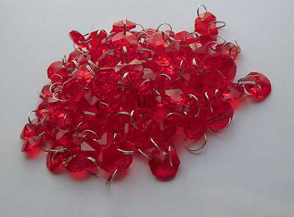 10 Strands Red 14mm Octagon Chandelier Drops Glass Crystals 2m Garland Beads Droplets 9