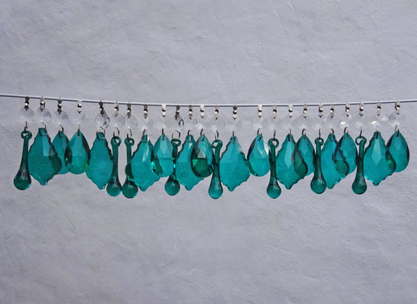 24 Peacock Chandelier Drops Crystals Beads Prisms Bundle Cut Glass Mix Droplets Pendant Light Parts 6