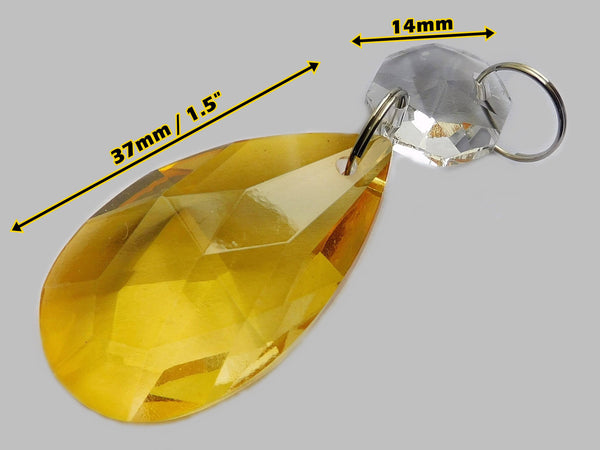 1 Orange Cut Glass Oval 37 mm 1.5" Chandelier Crystals Drops Beads Droplets Light Parts - Seear Lights