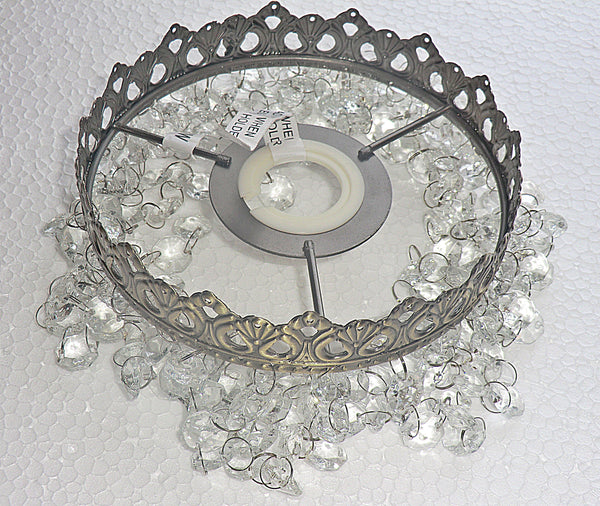 Antique Brass One Tier Chandelier Lampshade Pendant with Acrylic Beads Drops Ceiling Light Lamp Easy Fit 2