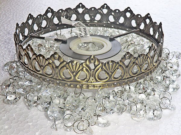 Antique Brass One Tier Chandelier Lampshade Pendant with Acrylic Beads Drops Ceiling Light Lamp Easy Fit 3
