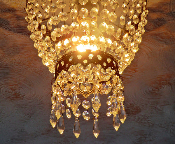 Bronze Two Tier Chandelier Lampshade Pendant with Acrylic Beads Drops Ceiling Light Lamp Easy Fit 9