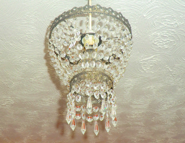 Bronze Two Tier Chandelier Lampshade Pendant with Acrylic Beads Drops Ceiling Light Lamp Easy Fit 5