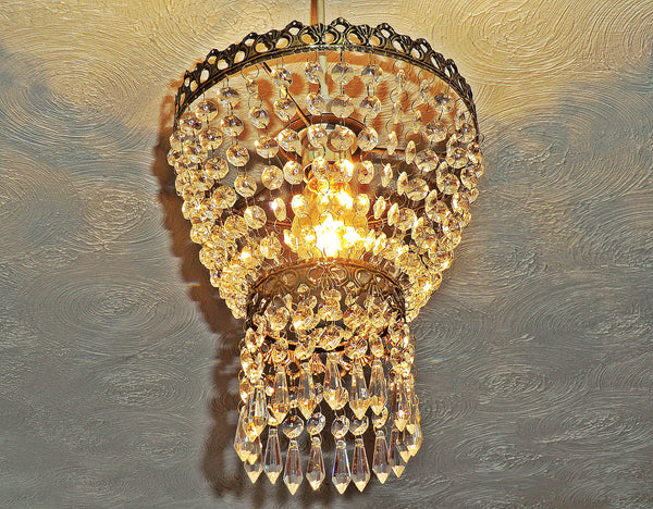 Bronze Two Tier Chandelier Lampshade Pendant with Acrylic Beads Drops Ceiling Light Lamp Easy Fit 10