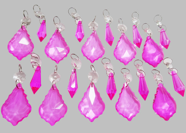 20 Hot Pink Chandelier Drops Crystals Droplets Beads Cut Glass Prisms Lamp Light Parts Drops 2