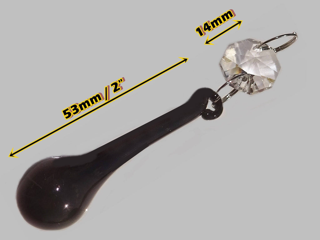 Black Cut Glass Orbs 53 mm 2" Chandelier Crystals Droplets Beads Lamp Light Parts Drops 1