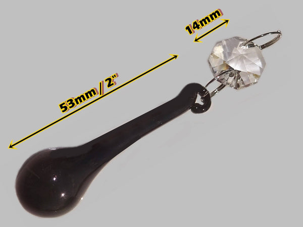 Black Cut Glass Orbs 53 mm 2" Chandelier Crystals Droplets Beads Lamp Light Parts Drops 1