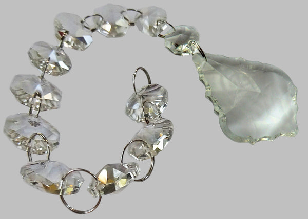 1 Chain Strand Clear Glass Leaf 10.8 inch Chandelier Drops Crystals Beads Garland 6