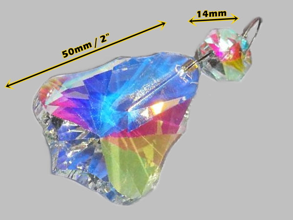 Aurora Borealis 50 mm 2" Bell Chandelier Cut Glass Crystals Double Facet Drops Beads AB Droplets 0