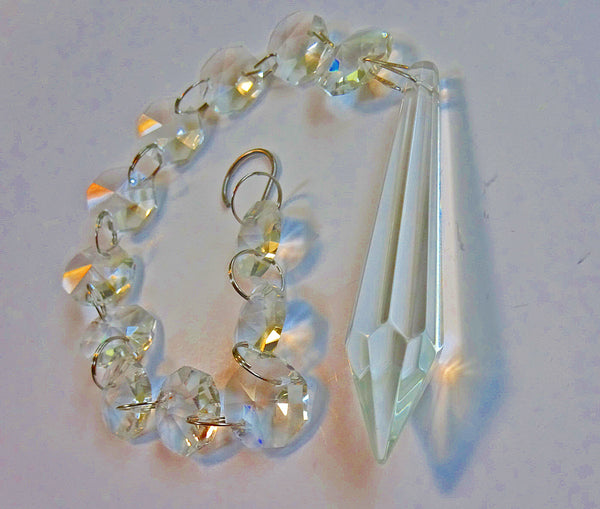 1 Chain Strand Clear Glass Torpedo XL 13.4 inch Chandelier Drops Crystals Beads Garland 12