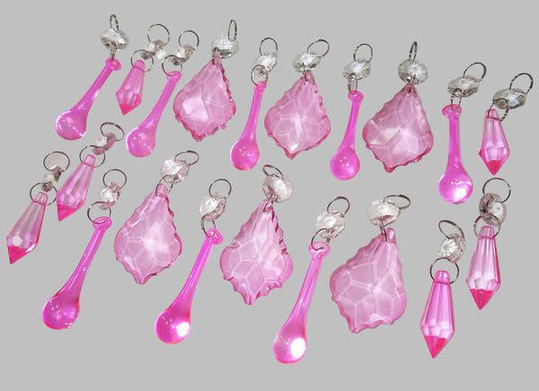 20 Rose Pink Chandelier Drops Crystals Droplets Beads Cut Glass Prisms Lamp Light Parts Drops 1