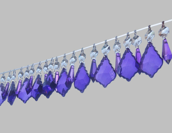 20 Purple Chandelier Cut Glass Drops Crystals Beads Droplets Lamp Light Parts Prisms 16