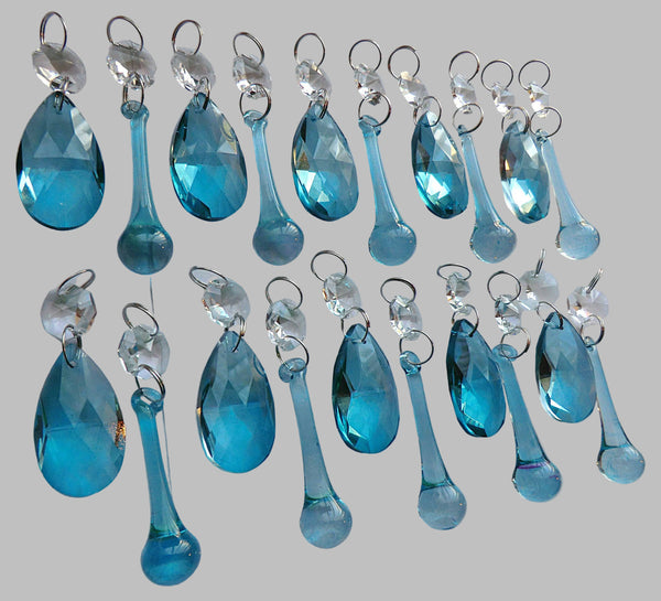 20 Antique Teal Chandelier Drops Crystals Beads Droplets Cut Glass Light Parts Prisms 3