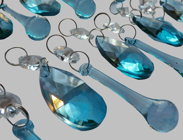 20 Antique Teal Chandelier Drops Crystals Beads Droplets Cut Glass Light Parts Prisms 6