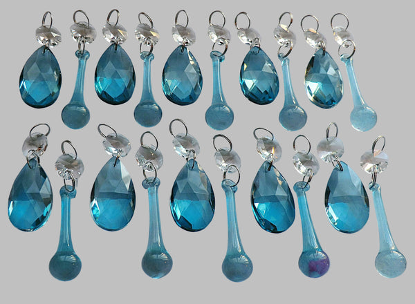 20 Antique Teal Chandelier Drops Crystals Beads Droplets Cut Glass Light Parts Prisms 10