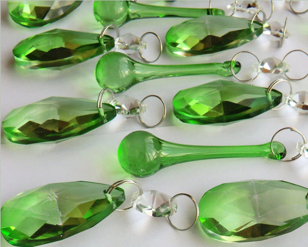 20 Emerald Green Chandelier Drops Crystals Beads Prisms Mix Droplets Light Parts Bundle 5