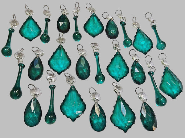 24 Peacock Chandelier Drops Crystals Beads Prisms Bundle Cut Glass Mix Droplets Pendant Light Parts 9