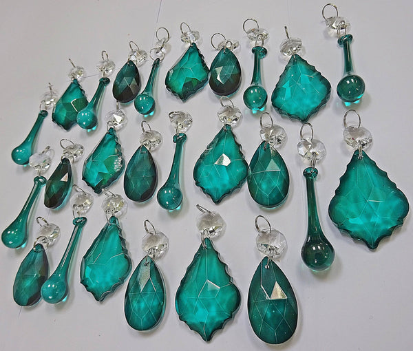 24 Peacock Chandelier Drops Crystals Beads Prisms Bundle Cut Glass Mix Droplets Pendant Light Parts 11