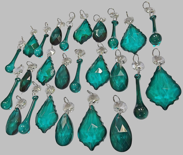 24 Peacock Chandelier Drops Crystals Beads Prisms Bundle Cut Glass Mix Droplets Pendant Light Parts 11