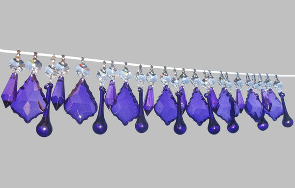 24 Purple Chandelier Drops Crystals Beads Cut Glass Droplets Lamp Light Parts Prisms 16