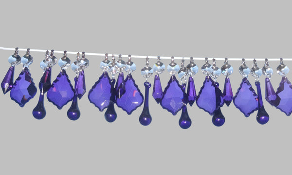 24 Purple Chandelier Drops Crystals Beads Cut Glass Droplets Lamp Light Parts Prisms 20
