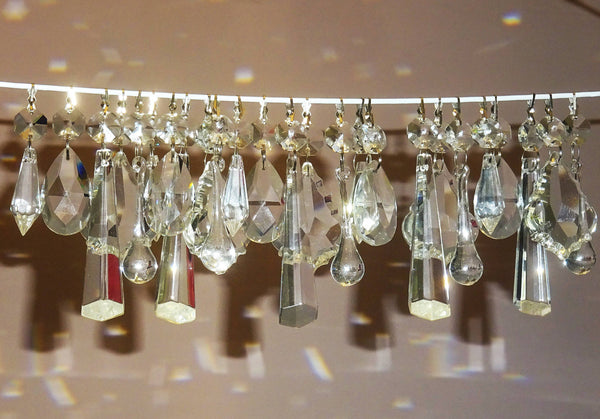25 Chandelier Drops Clear Cut Glass Crystals Beads Prisms Droplets Lamp Light Parts Tree Decorations 8