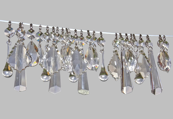 25 Chandelier Drops Clear Cut Glass Crystals Beads Prisms Droplets Lamp Light Parts Tree Decorations 9