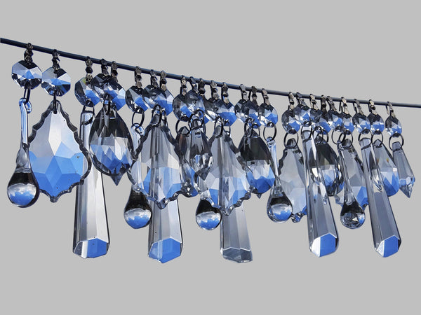 25 Chandelier Drops Clear Cut Glass Crystals Beads Prisms Droplets Lamp Light Parts Tree Decorations 1