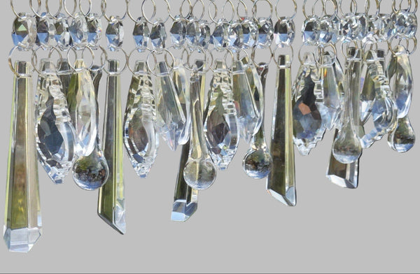 25 Chandelier Drops Clear Cut Glass Crystals Beads Prisms Droplets Lamp Light Parts Tree Decorations 3