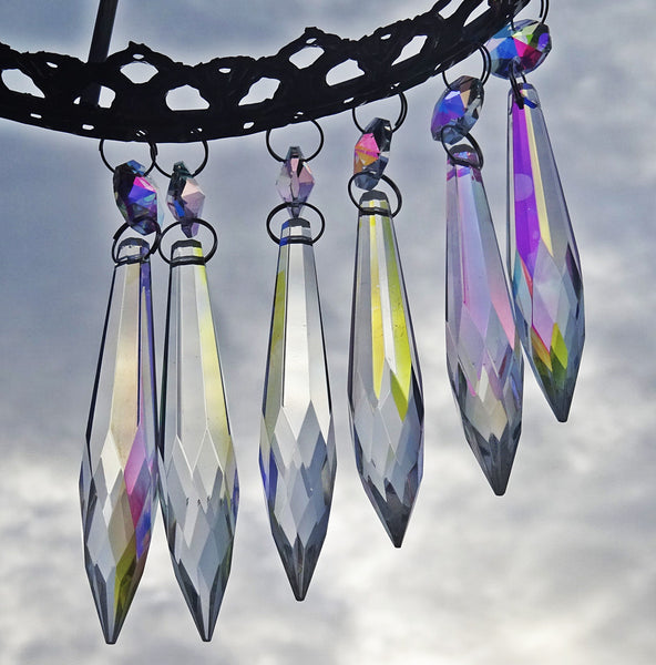 12 Aurora Borealis 76 mm 3" Icicle Chandelier Crystals Drops Beads Droplets Christmas Decorations 5
