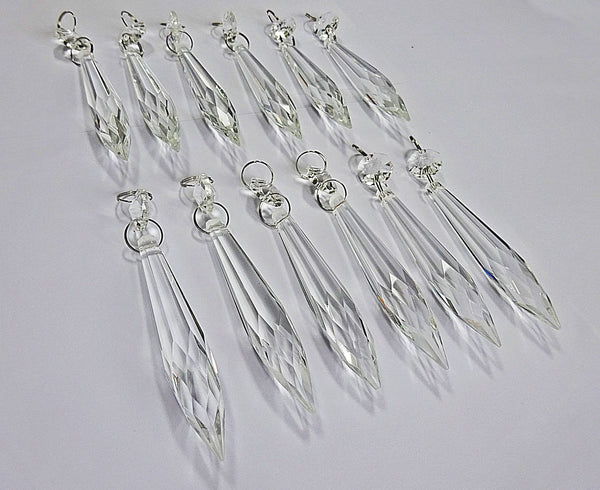 12 Clear 76 mm 3" Icicle Chandelier Crystals Drops Beads Droplets Christmas Decorations 8