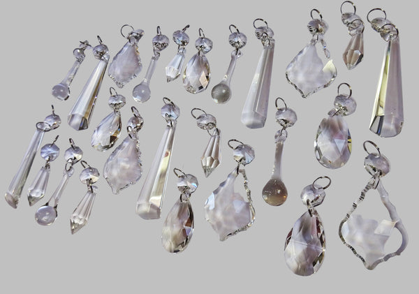 25 Chandelier Drops Clear Cut Glass Crystals Beads Prisms Droplets Lamp Light Parts Tree Decorations - Seear Lights