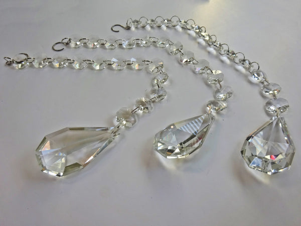 1 Strand Chain Clear Glass XL Squared Oval 13 inch Chandelier Drops Crystals Beads Garland 5