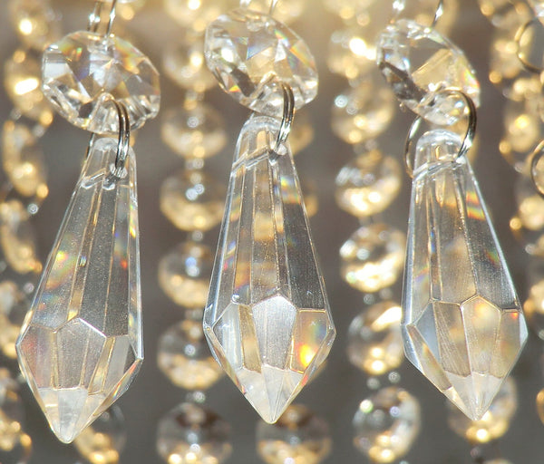 24 Aurora Borealis AB & Clear Chandelier Drops Glass Crystals Bundle Droplets Prisms 8