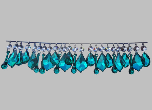 24 Peacock Chandelier Drops Crystals Beads Prisms Bundle Cut Glass Mix Droplets Pendant Light Parts 2