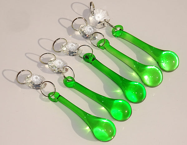 Emerald Green Cut Glass Orbs 53 mm 2" Chandelier Crystals Droplets Beads Drops 2