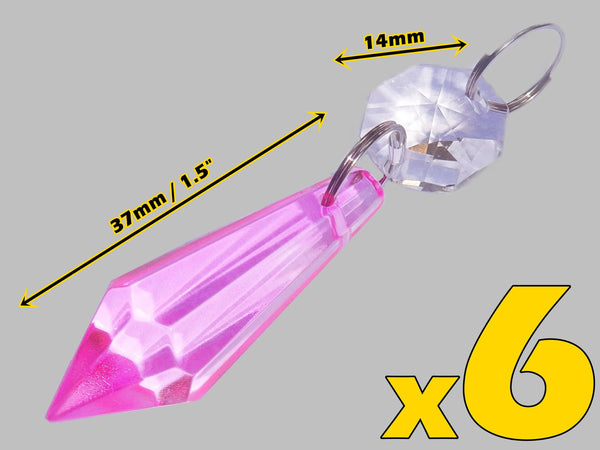 20 Rose Pink Chandelier Drops Crystals Droplets Beads Cut Glass Prisms Lamp Light Parts Drops 9