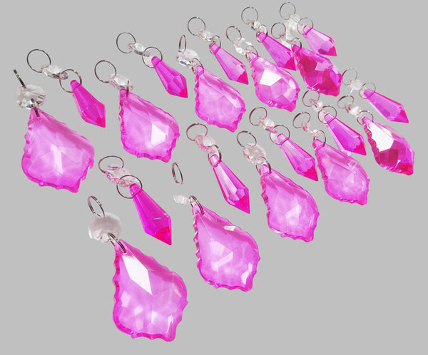 20 Hot Pink Chandelier Drops Crystals Droplets Beads Cut Glass Prisms Lamp Light Parts Drops 1