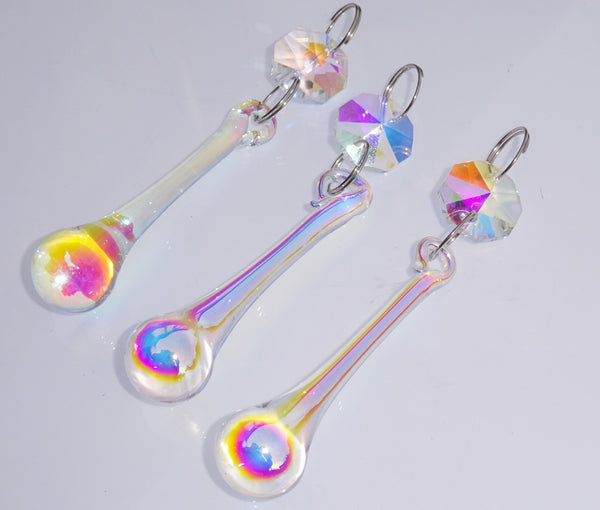 24 Mixed Colour Chandelier Cut Glass Crystals Drops Christmas Tree Decorations Droplets Beads 4
