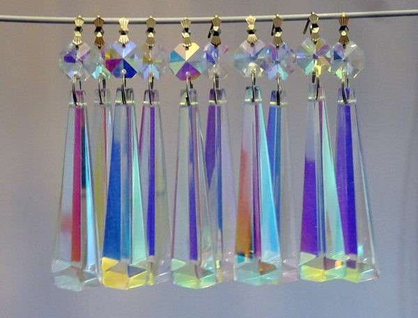 12 Aurora Borealis Icicles 72mm 3" Chandelier Crystals Drops Beads Droplets Christmas Decorations a - Seear Lights
