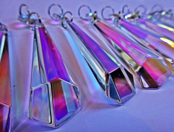 12 Aurora Borealis Icicles 72mm 3" Chandelier Crystals Drops Beads Droplets Christmas Decorations 9