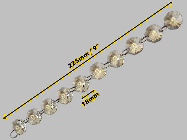 10 Strands Clear 18mm Octagon Chandelier Drops Glass Crystals 2.25m Garland Beads Droplets 2
