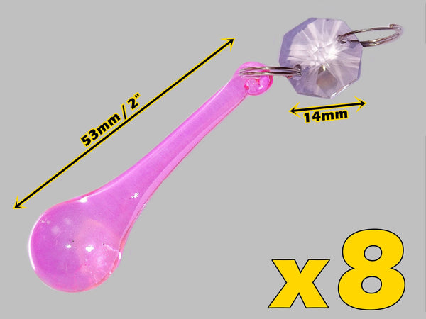 20 Rose Pink Chandelier Drops Crystals Droplets Beads Cut Glass Prisms Lamp Light Parts Drops 3