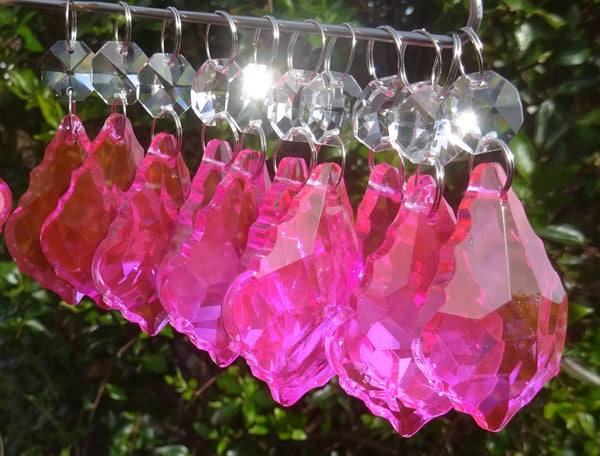 Hot Pink Cut Glass Leaf 50 mm 2" Chandelier Crystals Drops Beads Droplets Light Lamp Part 5