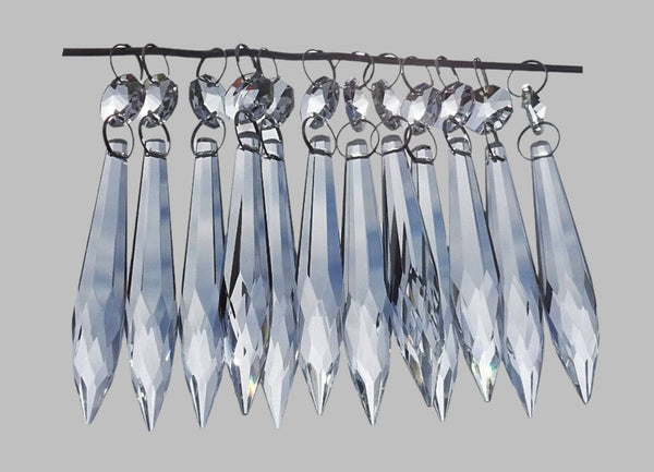12 Clear 76 mm 3" Icicle Chandelier Crystals Drops Beads Droplets Christmas Decorations 1
