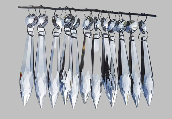12 Clear 76 mm 3" Icicle Chandelier Crystals Drops Beads Droplets Christmas Decorations 6